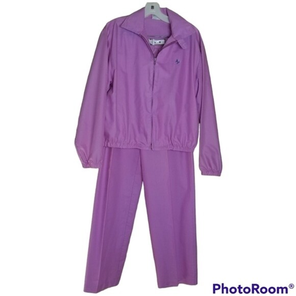 Windbreaker Jacket and Pants Women's Pink Set Vintage Size 14 Fits Like Size 10 - Picture 1 of 9